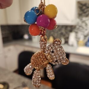 Crystal Bear Keychain with Pink and Gold Accents